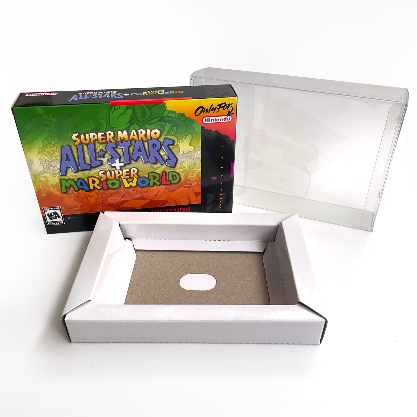 super mario all stars super Mario world cartridge with tray box manual for SNES super nintendo entertainment system