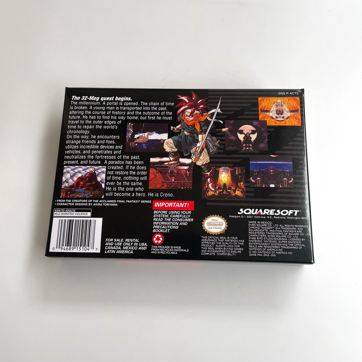 chrono trigger USA cartridge with tray box manual for SNES super nintendo entertainment system