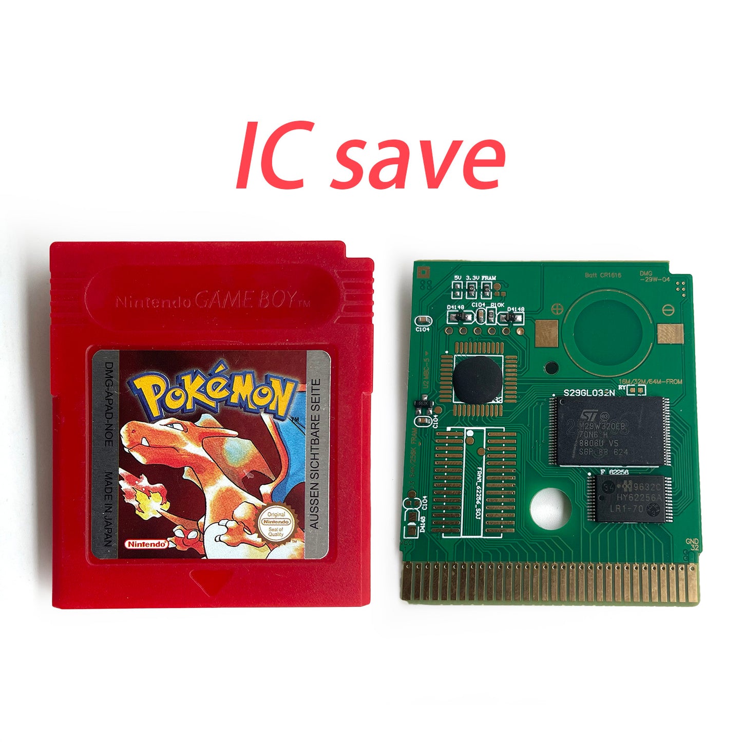 pokemon red version Battery save IC save Manual cartridge with tray box for gbc game boy color
