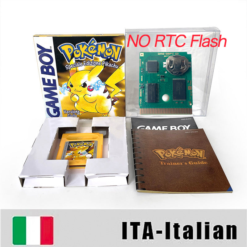 GBC game ITA Italian pokemon yellow version Nintendo Battery save NO RTC flash pokemon giallo cartridge tray box gbc game boy color