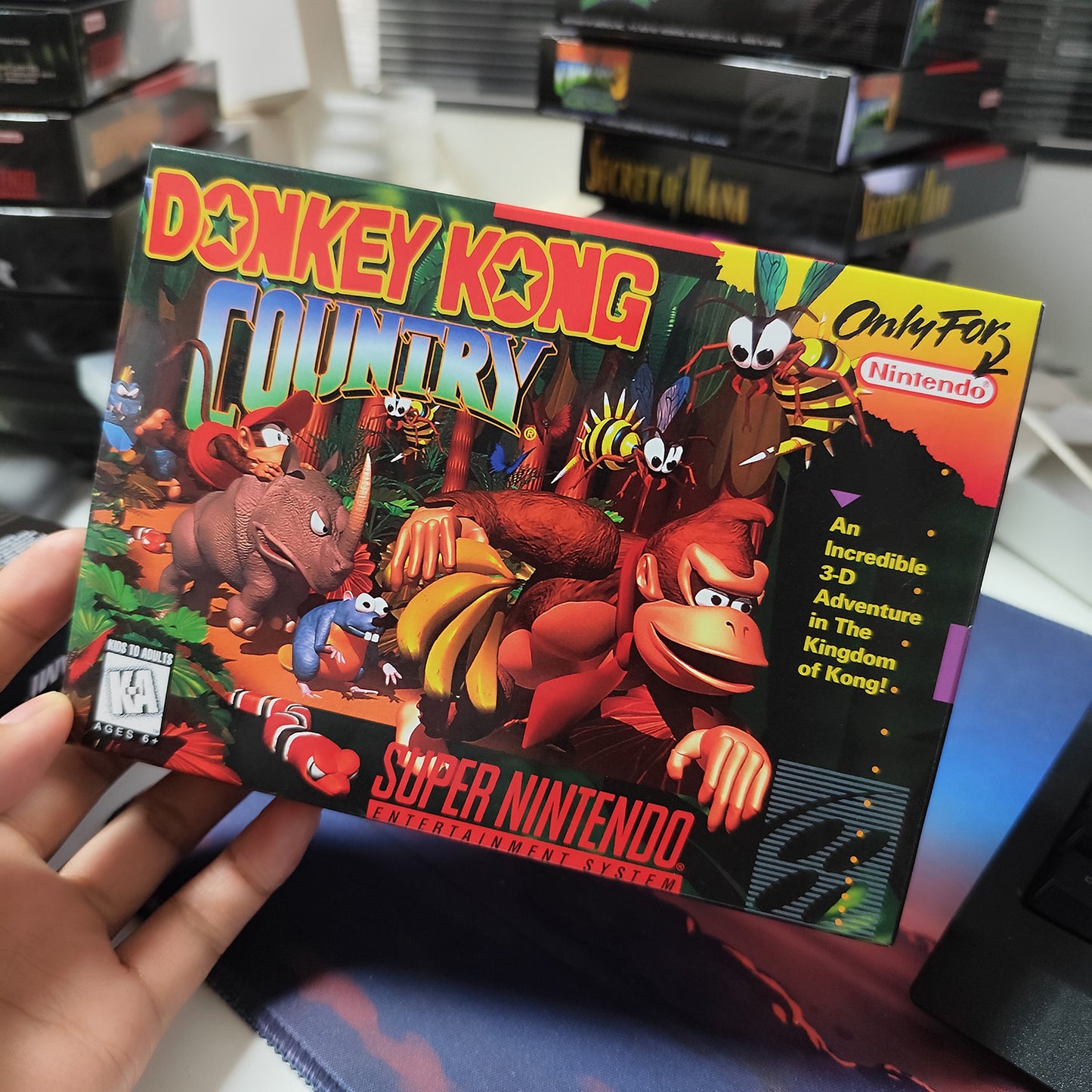 donkey kong country 1 USA cartridge with tray box manual for SNES super nintendo entertainment system