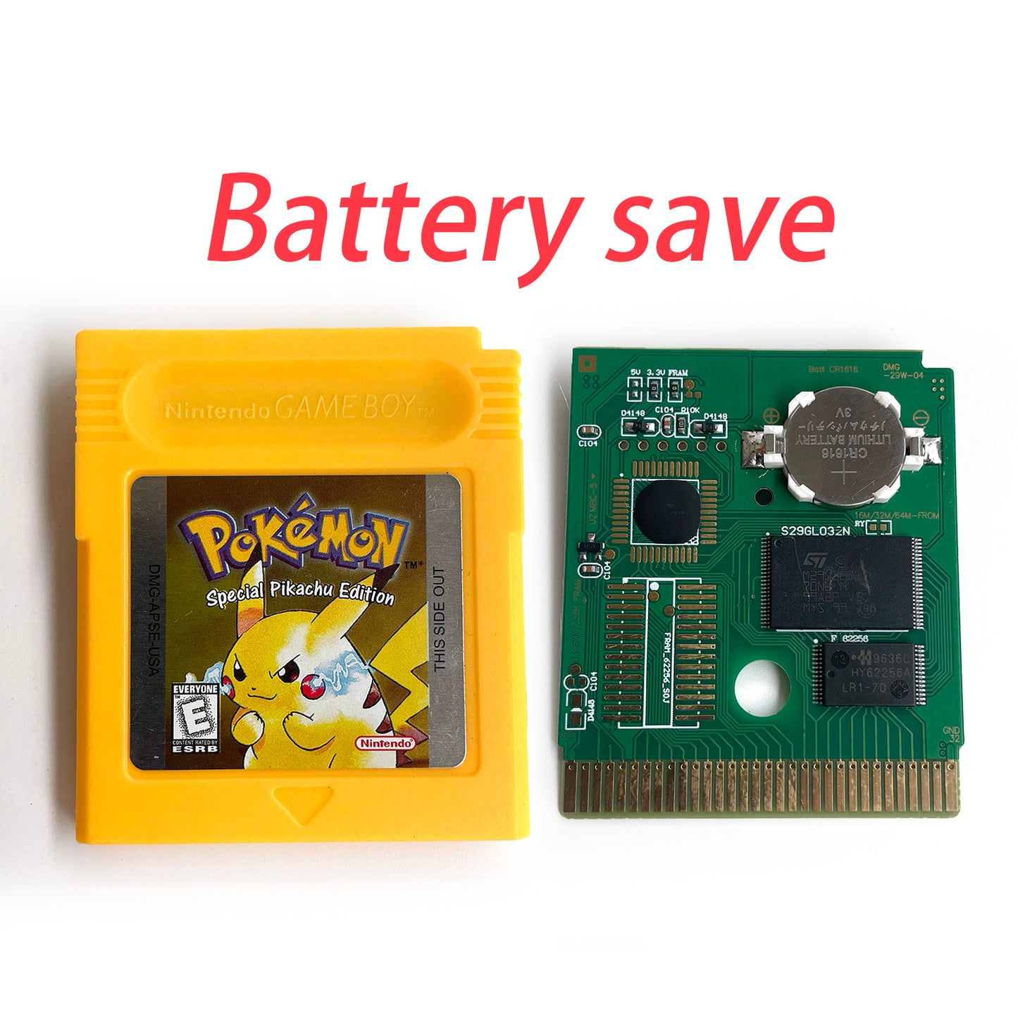 pokemon yellow version Battery save IC save Manual cartridge with tray box for gbc game boy color