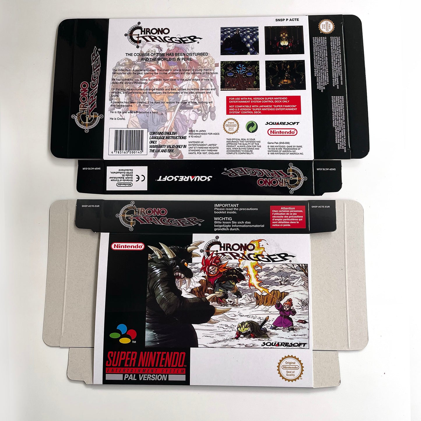 chrono trigger EUR cartridge with tray box manual for SNES super nintendo entertainment system