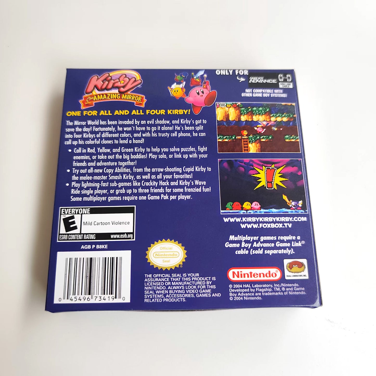 Kirby & The Amazing Mirror cartridge with tray box manual for gba game boy advance