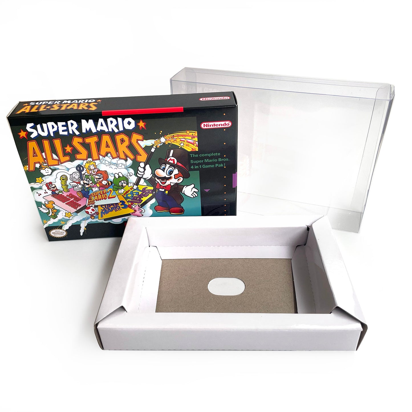 super Mario all stars cartridge with tray box manual for SNES super nintendo entertainment system