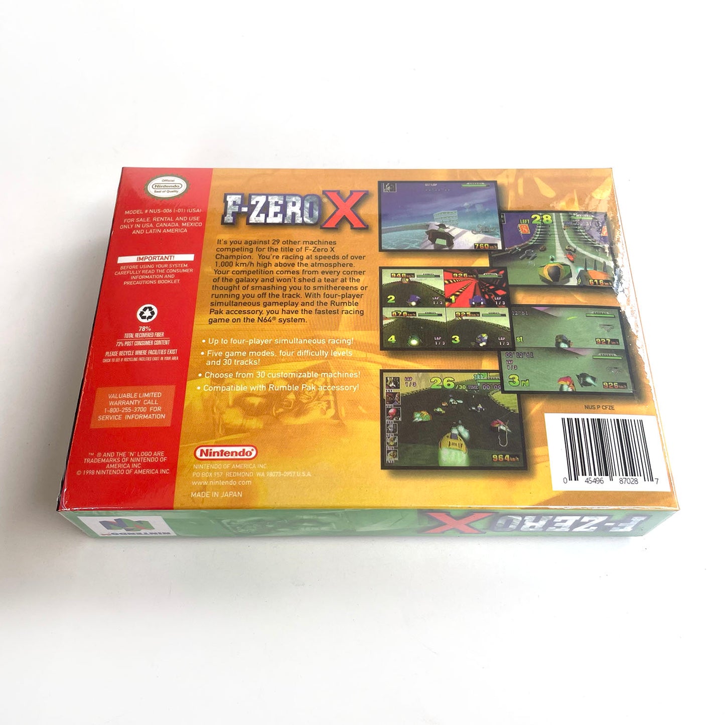 F-Zero X game cartridge with tray box for N64 Nintendo 64