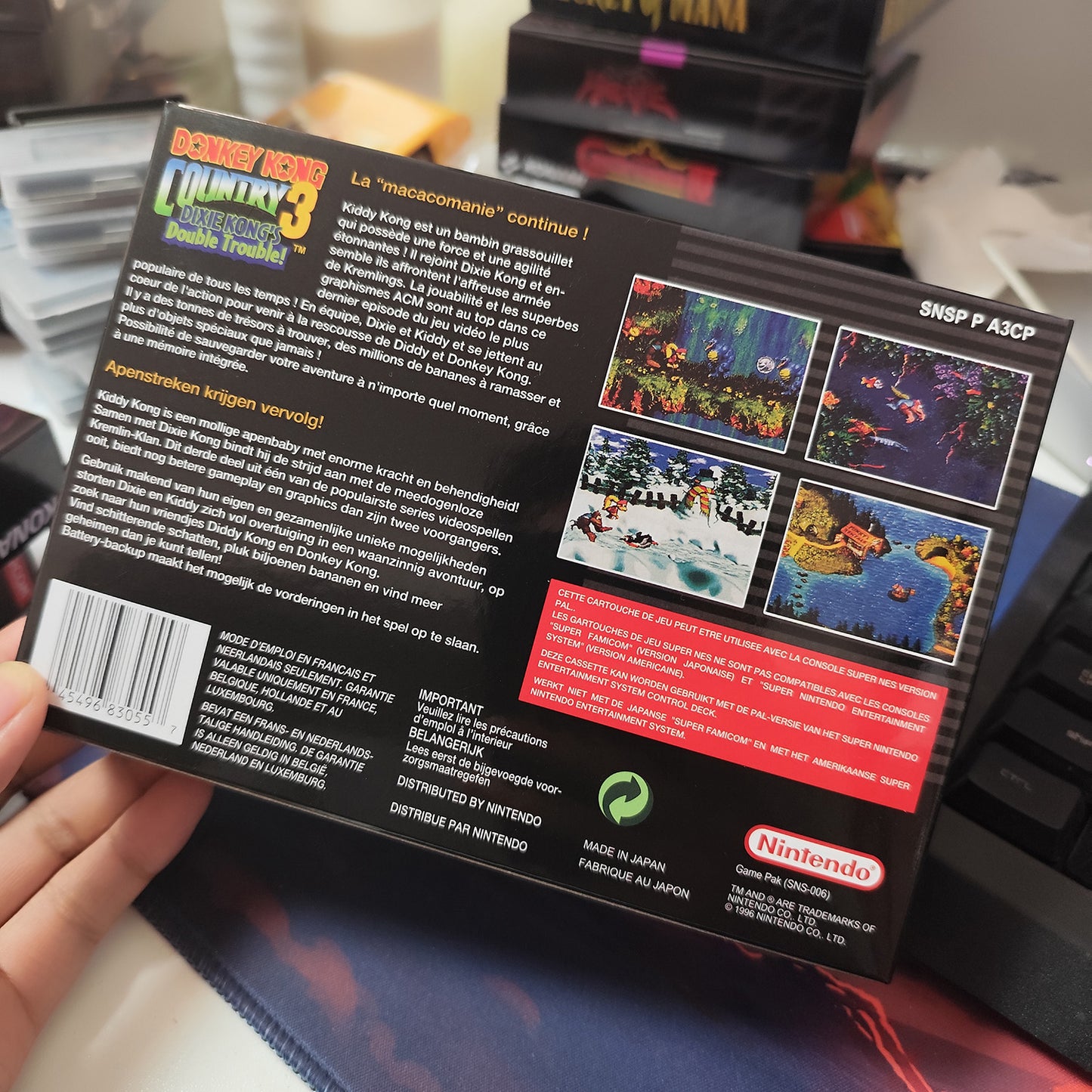 donkey kong country 3 EUR cartridge with tray box manual for SNES super nintendo entertainment system