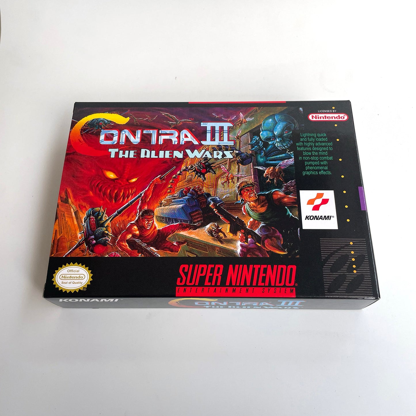Contra III 3 The Alien Wars cartridge with tray box manual for SNES super nintendo entertainment system