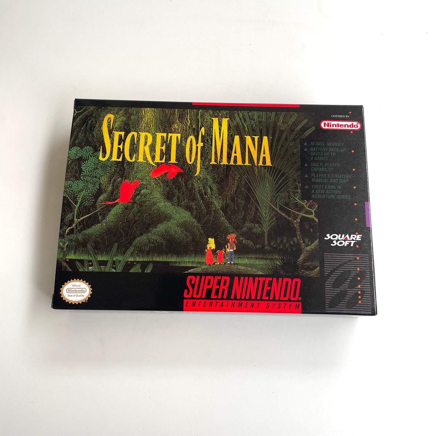 Secret of Mana cartridge with tray box manual for SNES super nintendo entertainment system