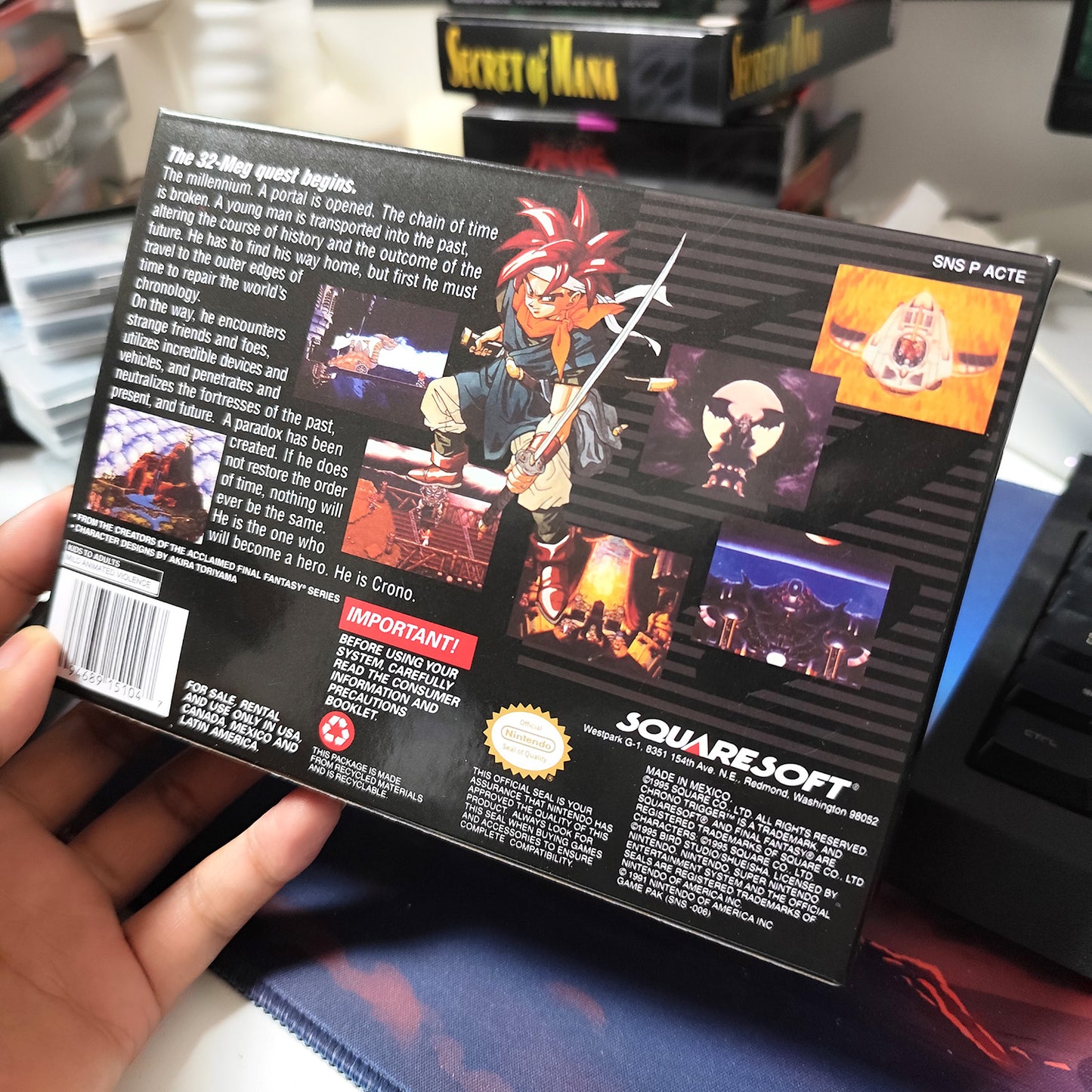chrono trigger EUR cartridge with tray box manual for SNES super nintendo entertainment system