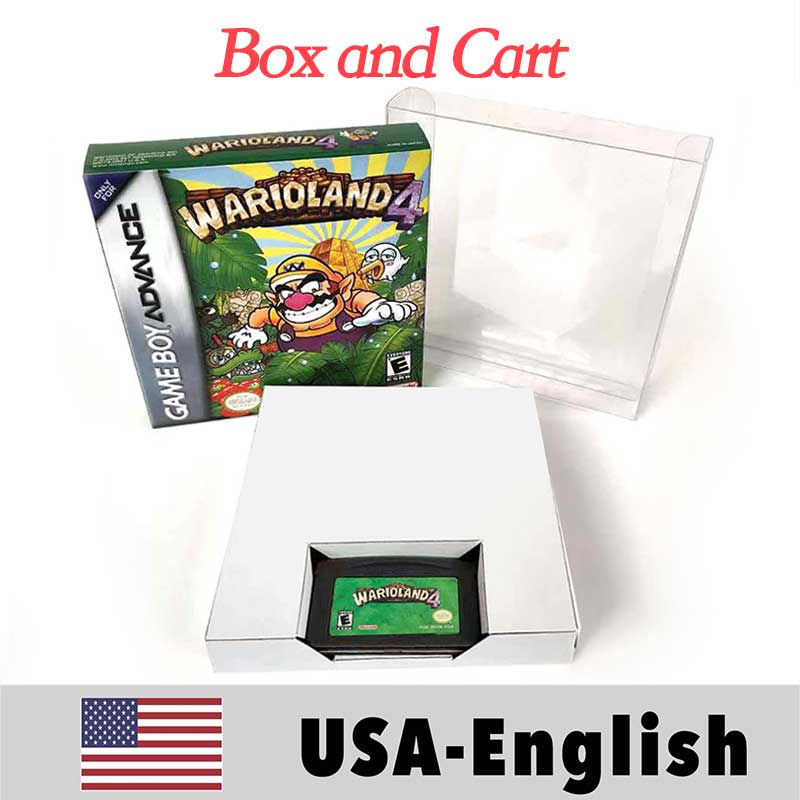 USA Englsih Wario Land 4 Nintendo Tray Box Game Cartridge for Gba