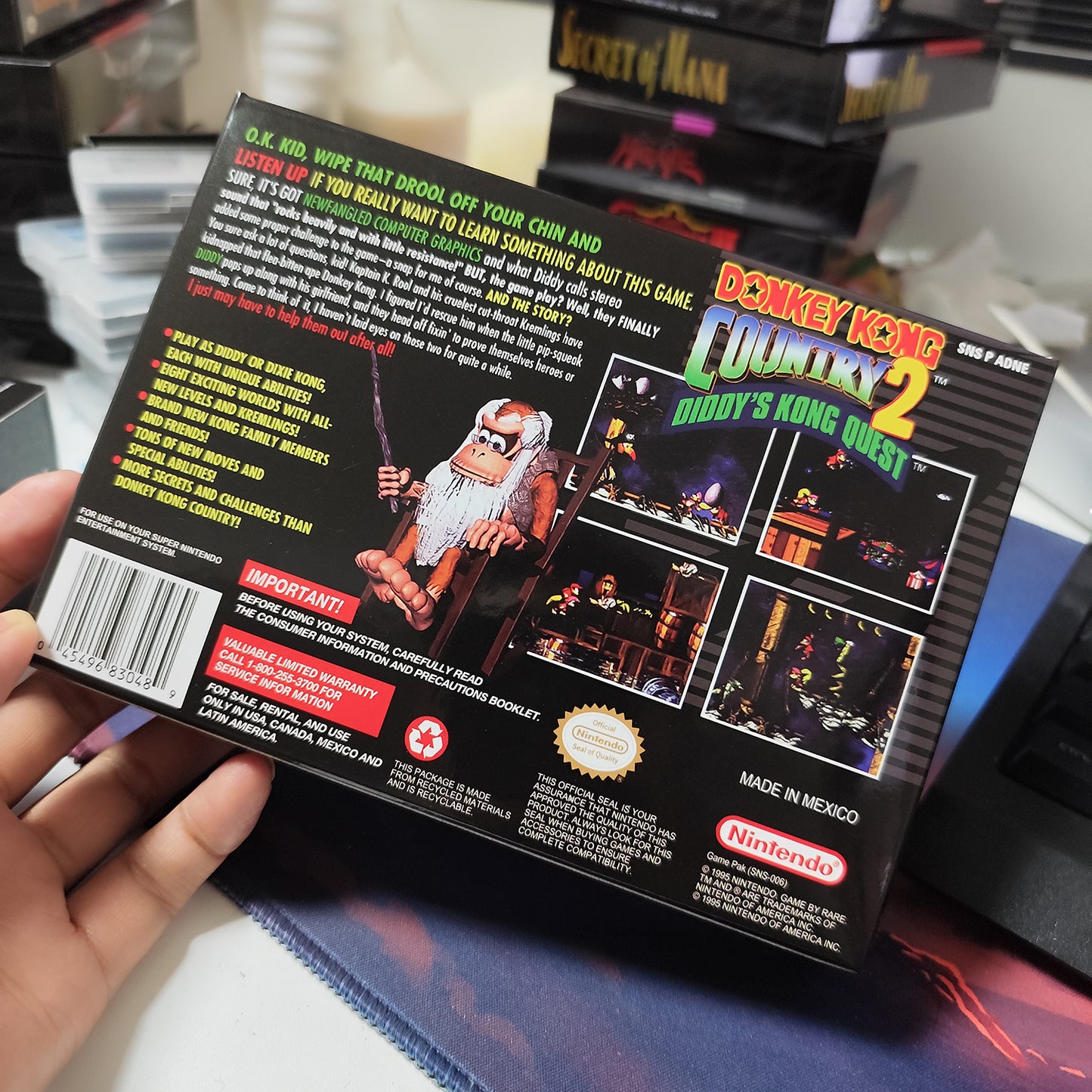 donkey kong country 2 USA cartridge with tray box manual for SNES super nintendo entertainment system