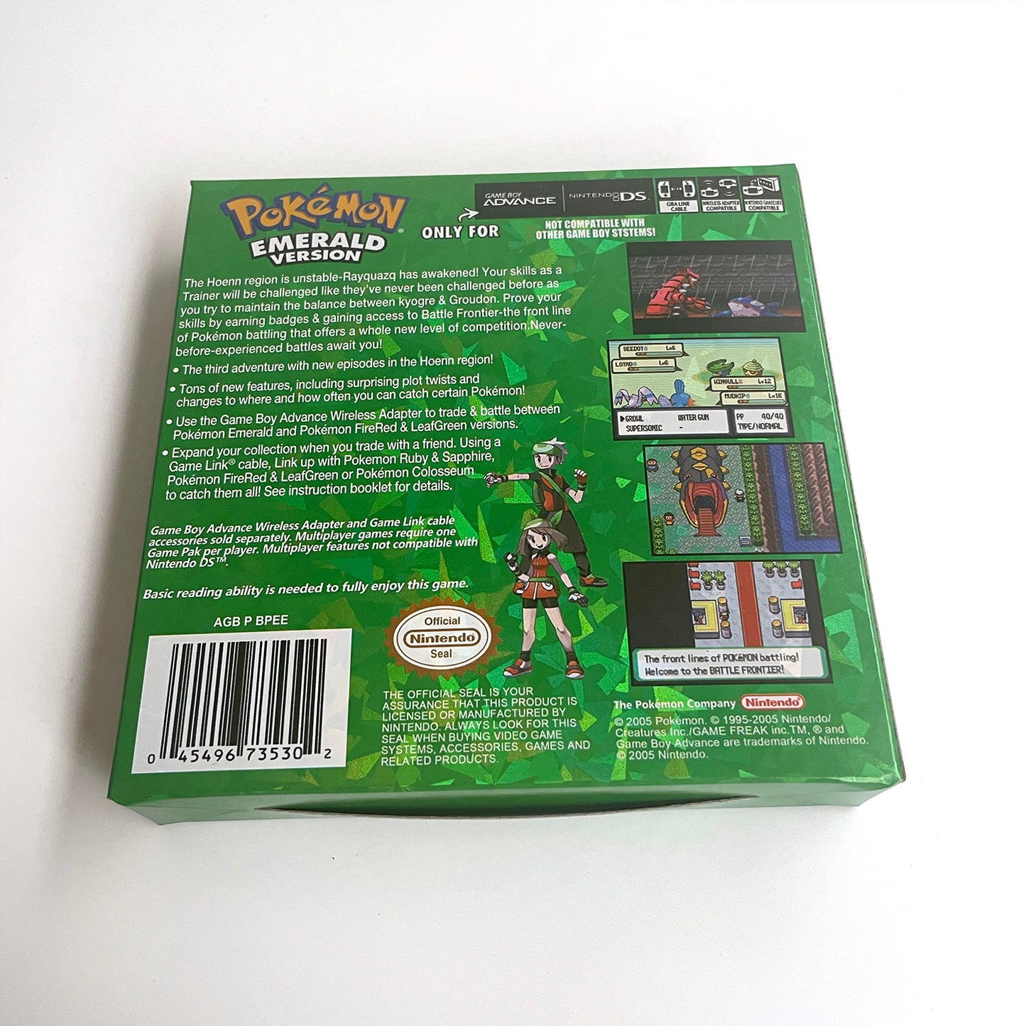 pokemon emerald version cartridge with tray box manual for gba game boy advance