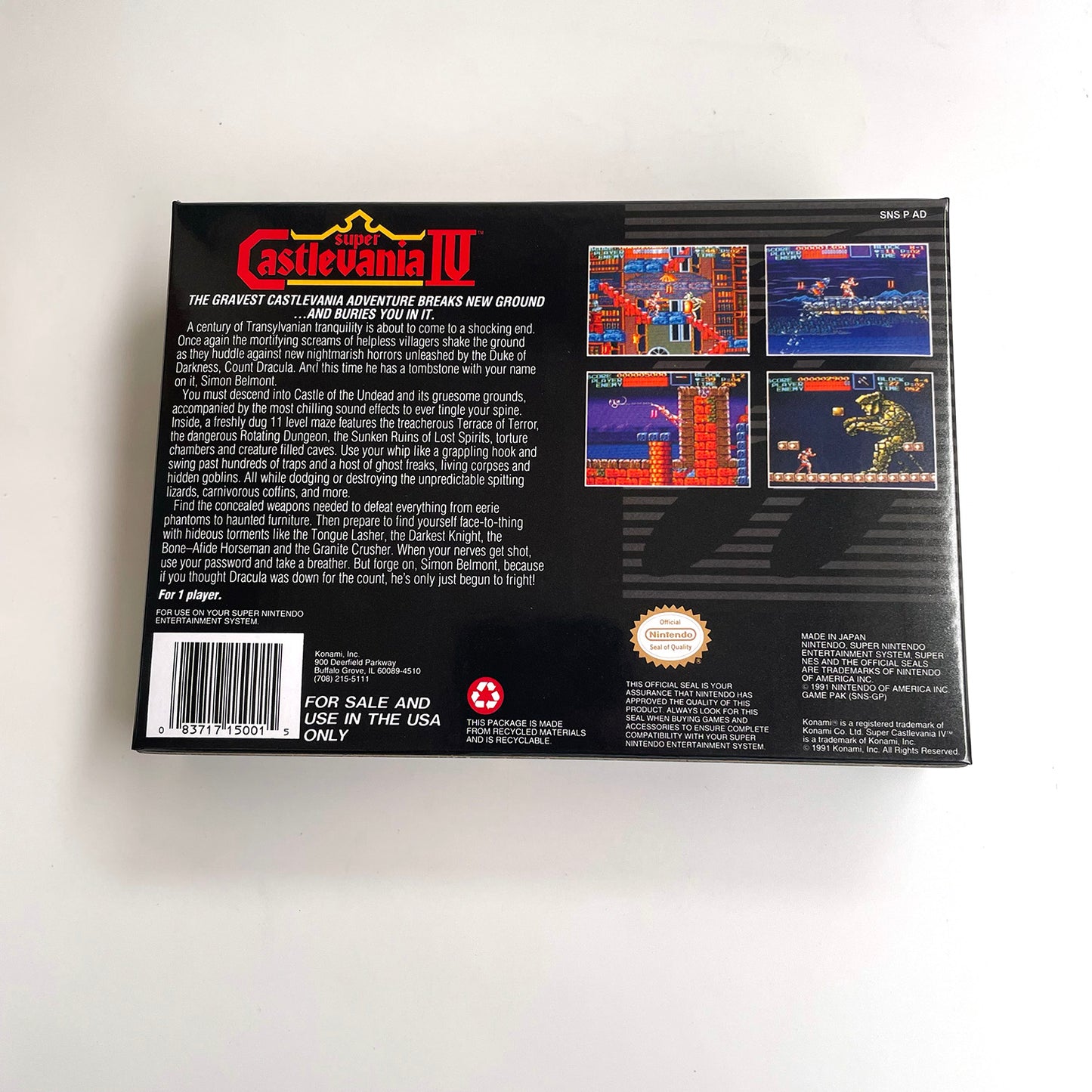 Super Castlevania IV cartridge with tray box manual for SNES super nintendo entertainment system