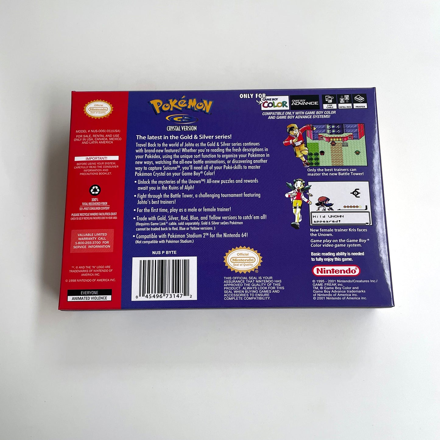 pokemon crystal version game cartridge with tray box for N64 Nintendo 64