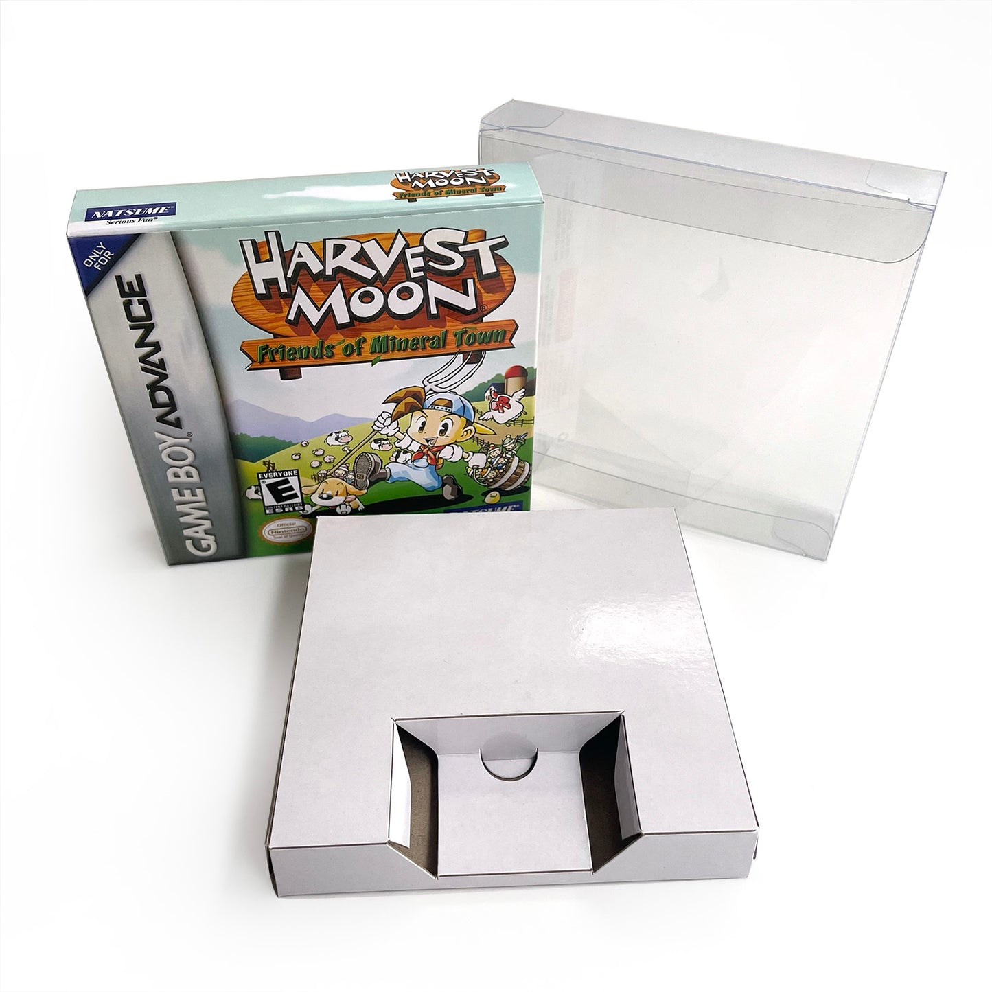 Harvest Moon Friends of Mineral Town cartridge with tray box manual for gba game boy advance