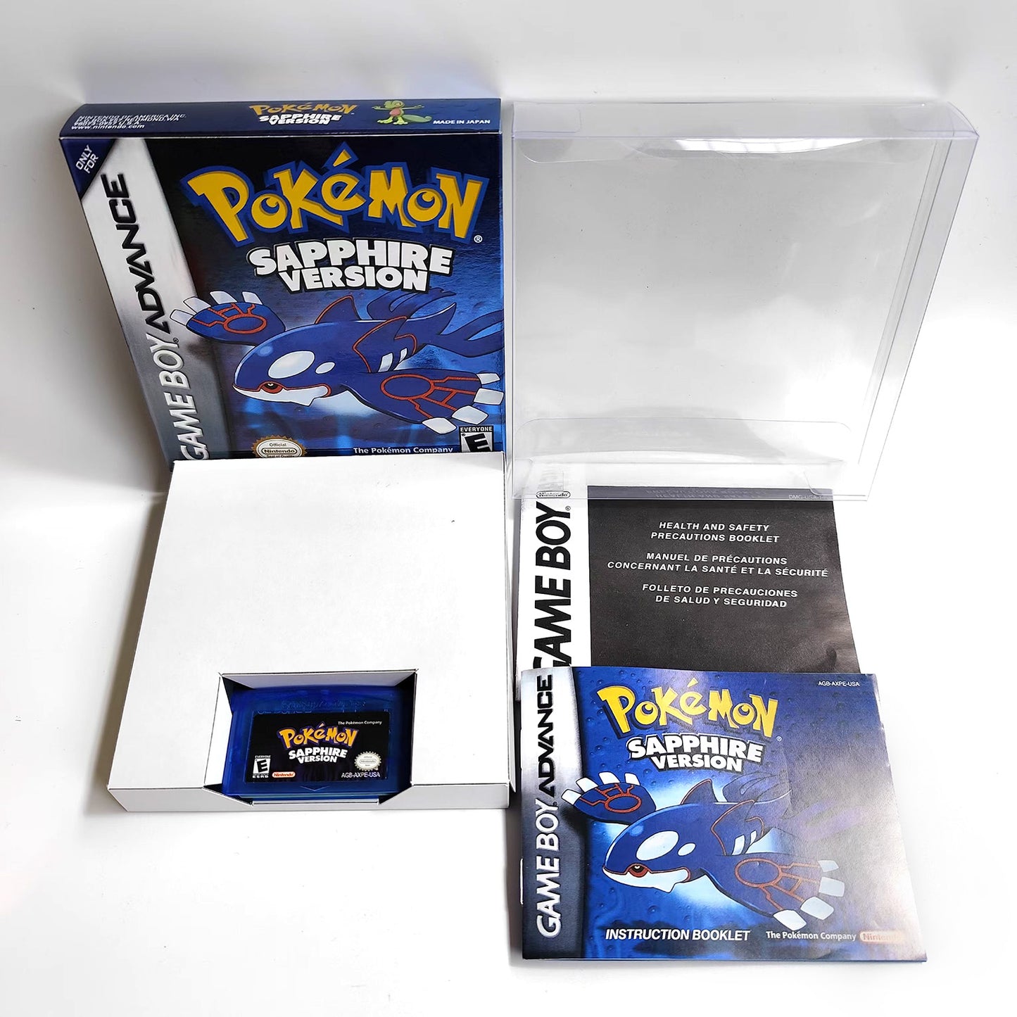 pokemon Sapphire version cartridge with tray box manual for gba game boy advance