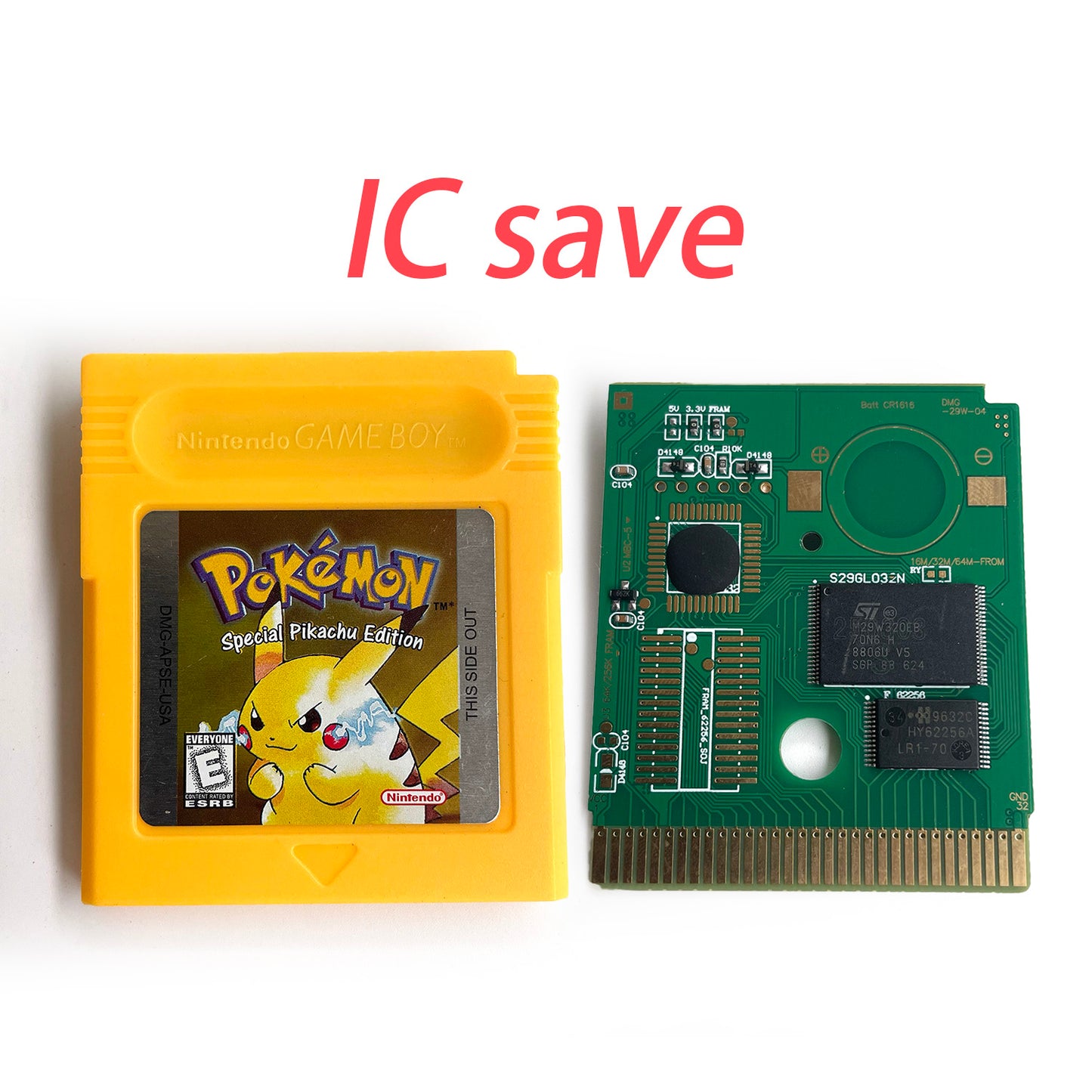 pokemon yellow version Battery save IC save Manual cartridge with tray box for gbc game boy color