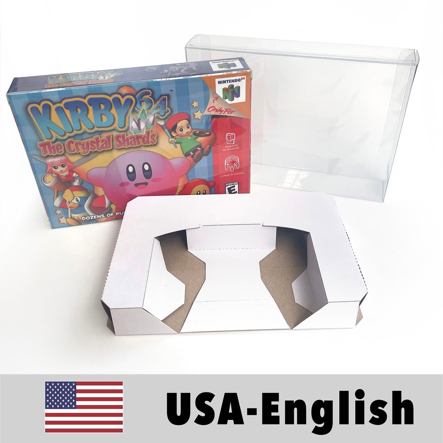 EUR PLA version English kirby 64 game cartridge with tray box for N64 Nintendo 64