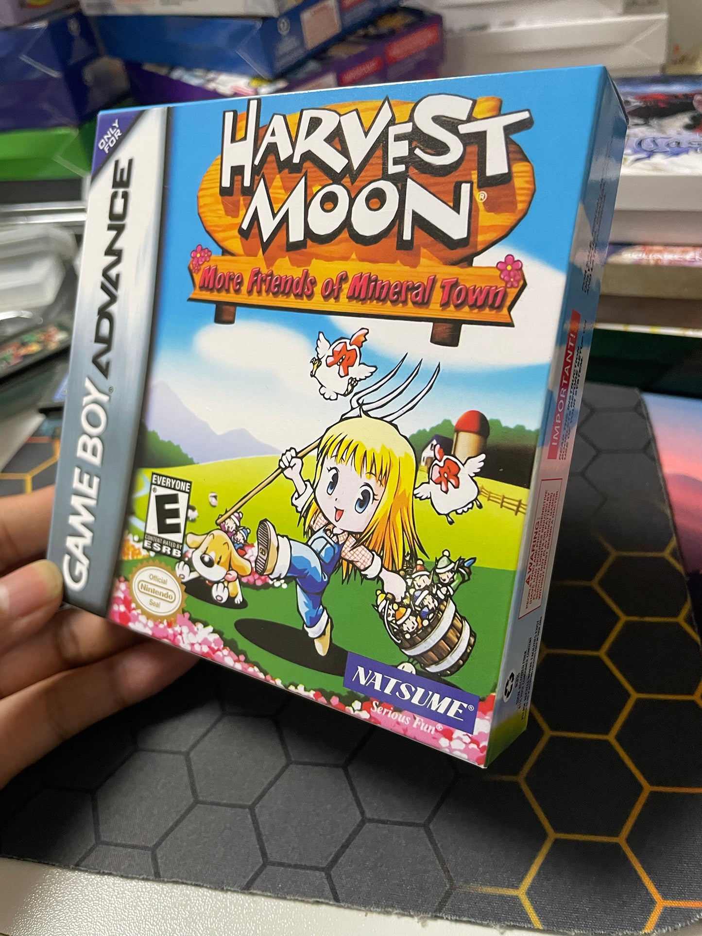 Harvest Moon More Friends of Mineral Town cartridge with tray box manual for gba game boy advance
