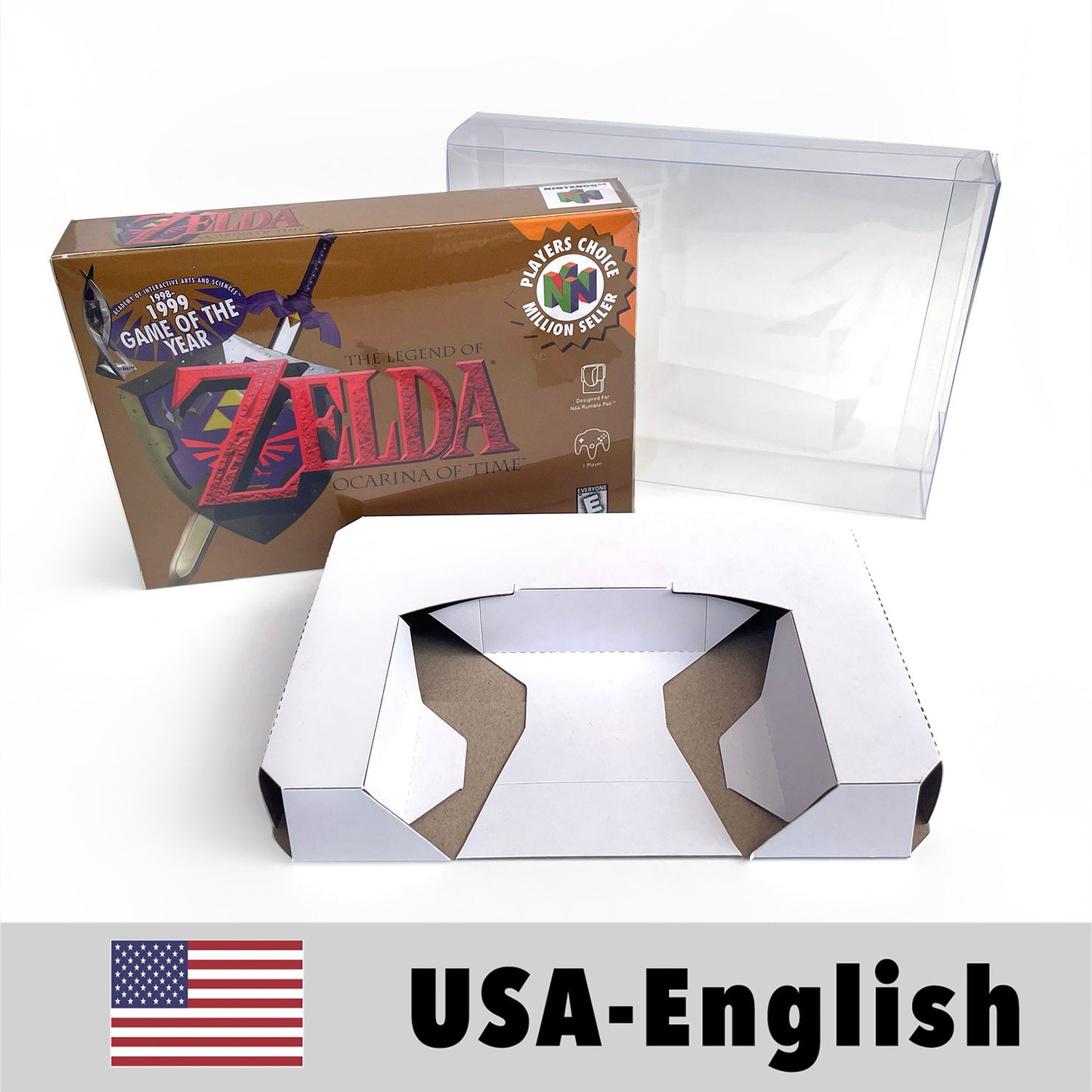 EUR PLA version English Zelda ocania of time game cartridge with tray box for N64 Nintendo 64
