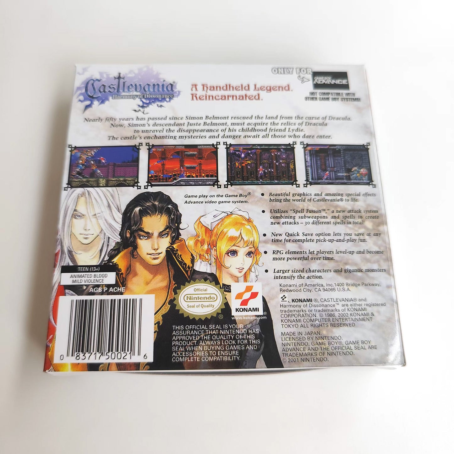 Castlevania Harmony of Dissonance cartridge with tray box manual for gba game boy advance