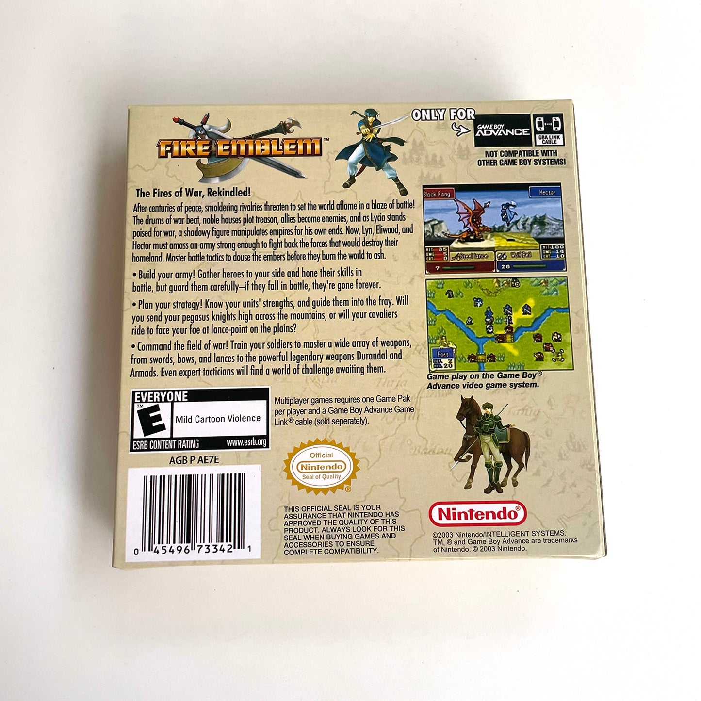 Fire Emblem game cartridge with tray box for gba game boy advance