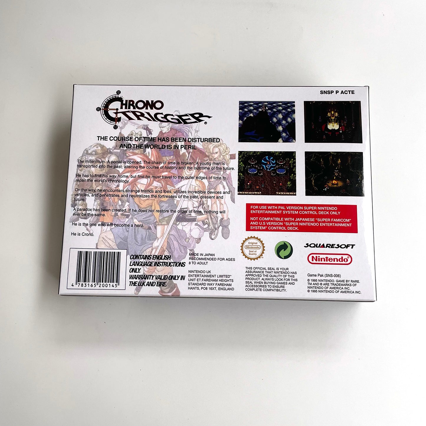 chrono trigger EUR cartridge with tray box manual for SNES super nintendo entertainment system