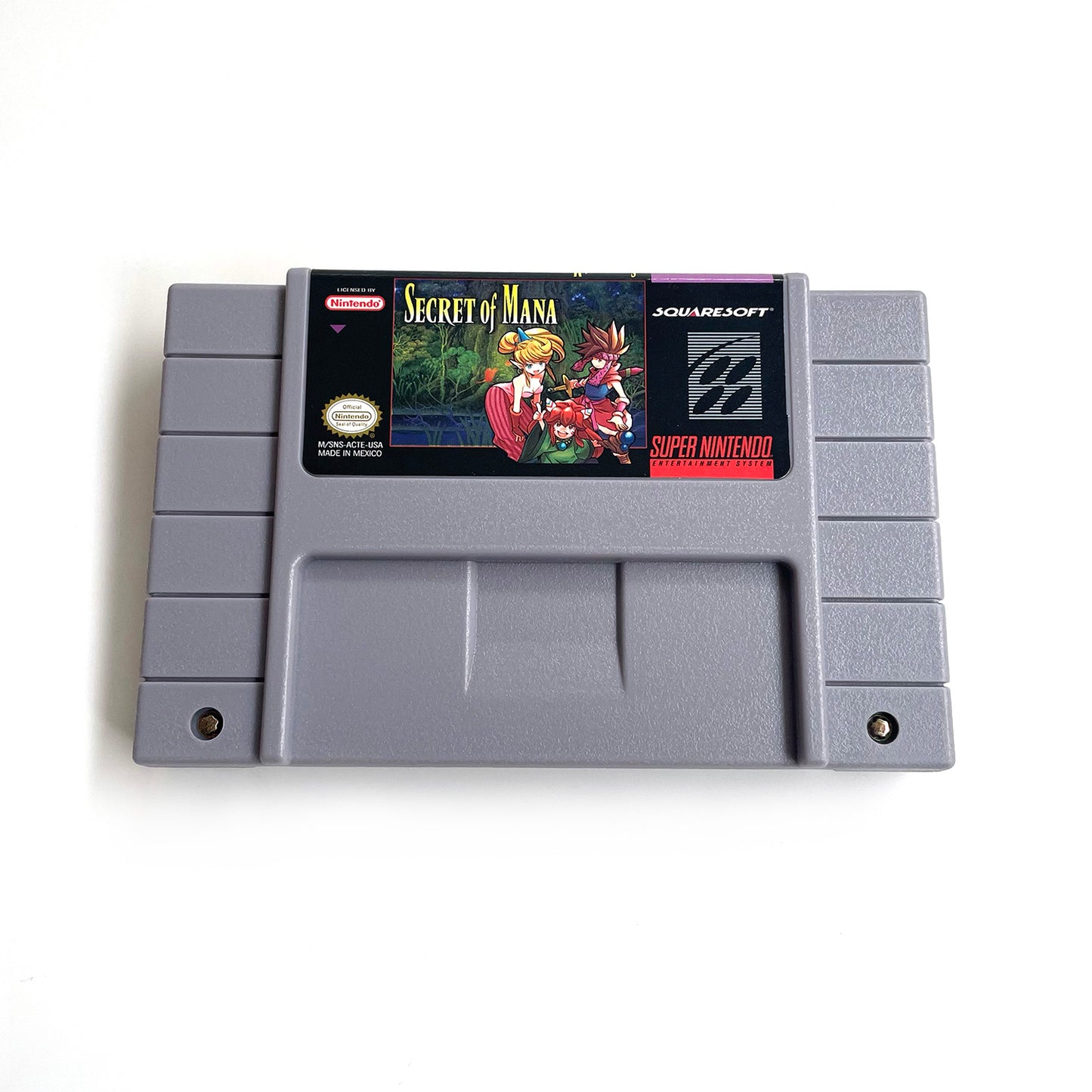 Secret of Mana cartridge with tray box manual for SNES super nintendo entertainment system