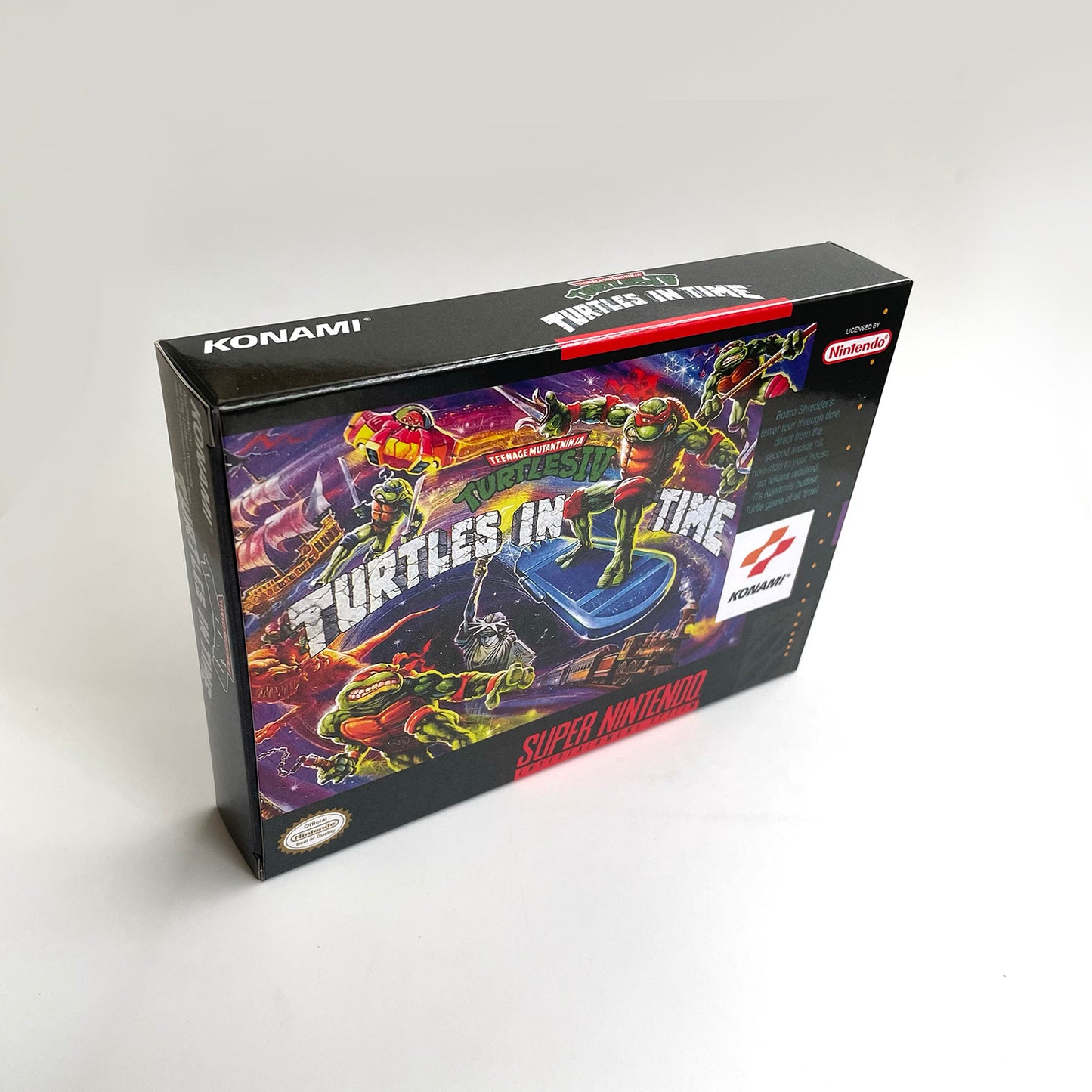 Teenage Mutant Ninja Turtles IV Turtles in Time cartridge with tray box manual for SNES super nintendo entertainment system