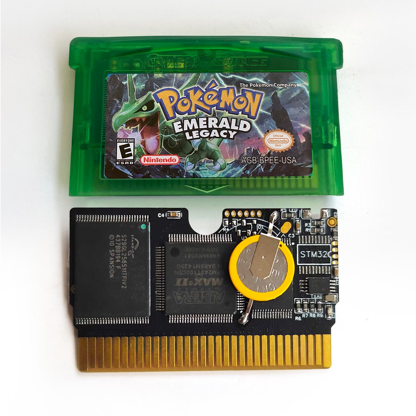 pokemon Emerald Legacy RTC Flash cart game cartridge with tray box for gba game boy advance