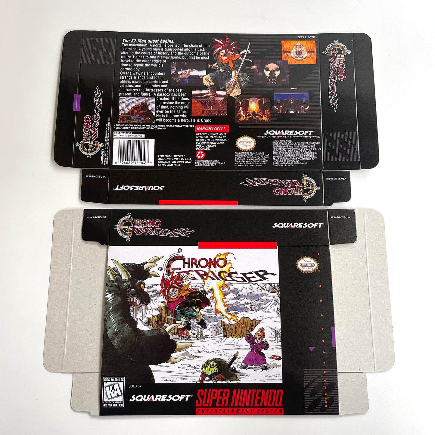 chrono trigger USA cartridge with tray box manual for SNES super nintendo entertainment system