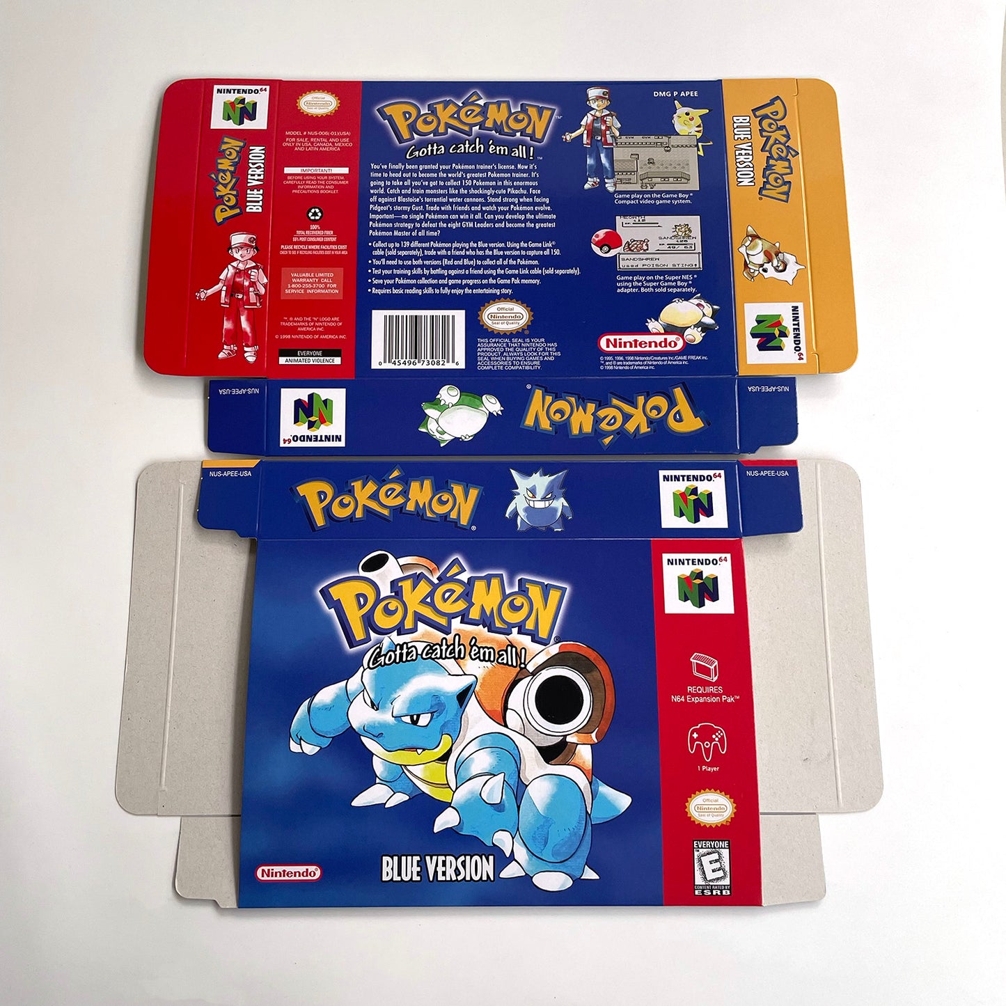 pokemon blue version game cartridge with tray box for N64 Nintendo 64