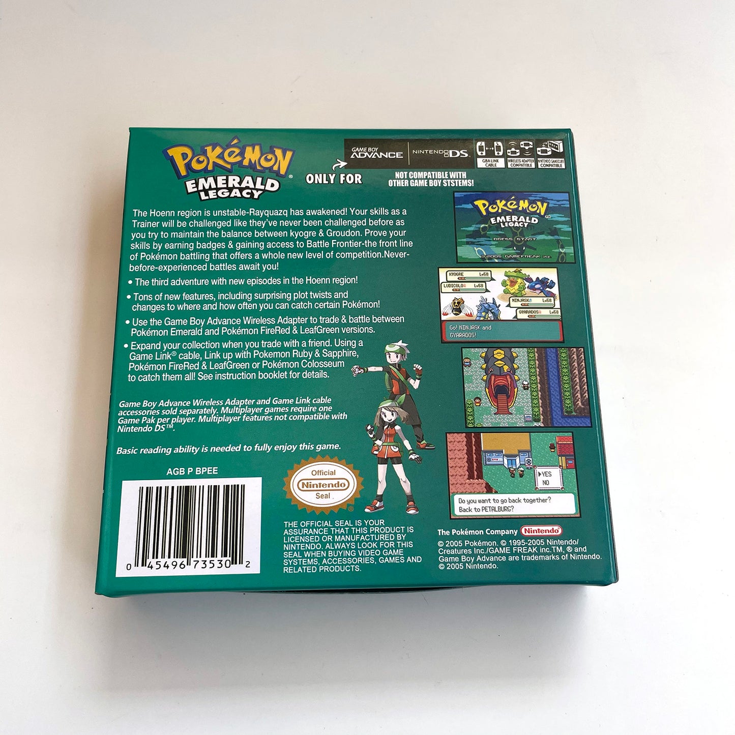 pokemon Emerald Legacy RTC Flash cart game cartridge with tray box for gba game boy advance
