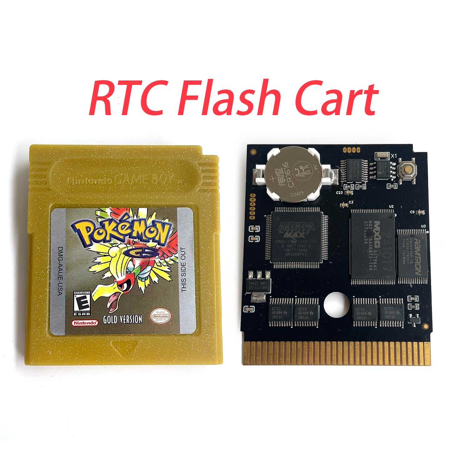 pokemon gold version RTC Flash cart Battery save IC save gold Manual cartridge with tray box for gbc game boy color