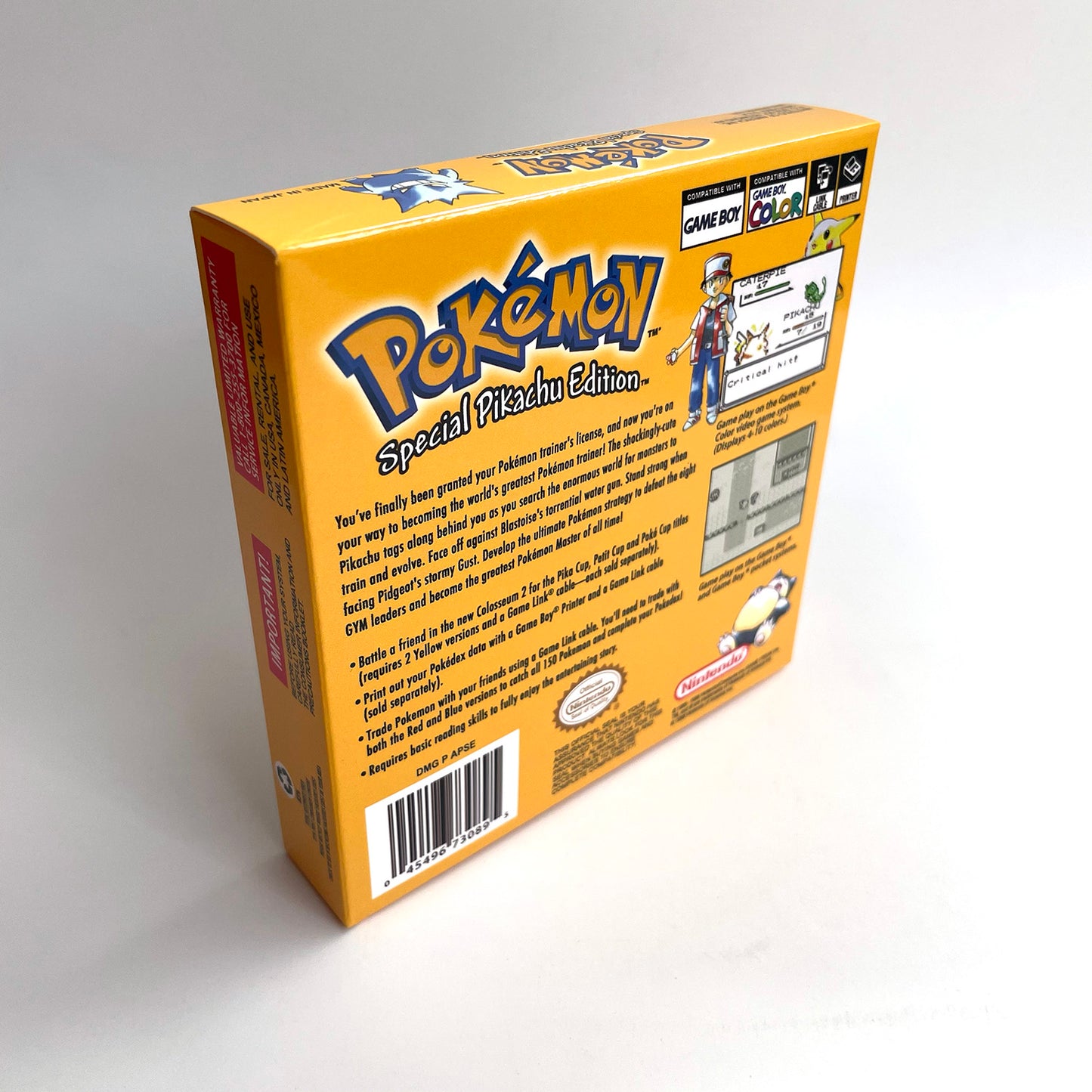 pokemon yellow version Battery save IC save Manual cartridge with tray box for gbc game boy color