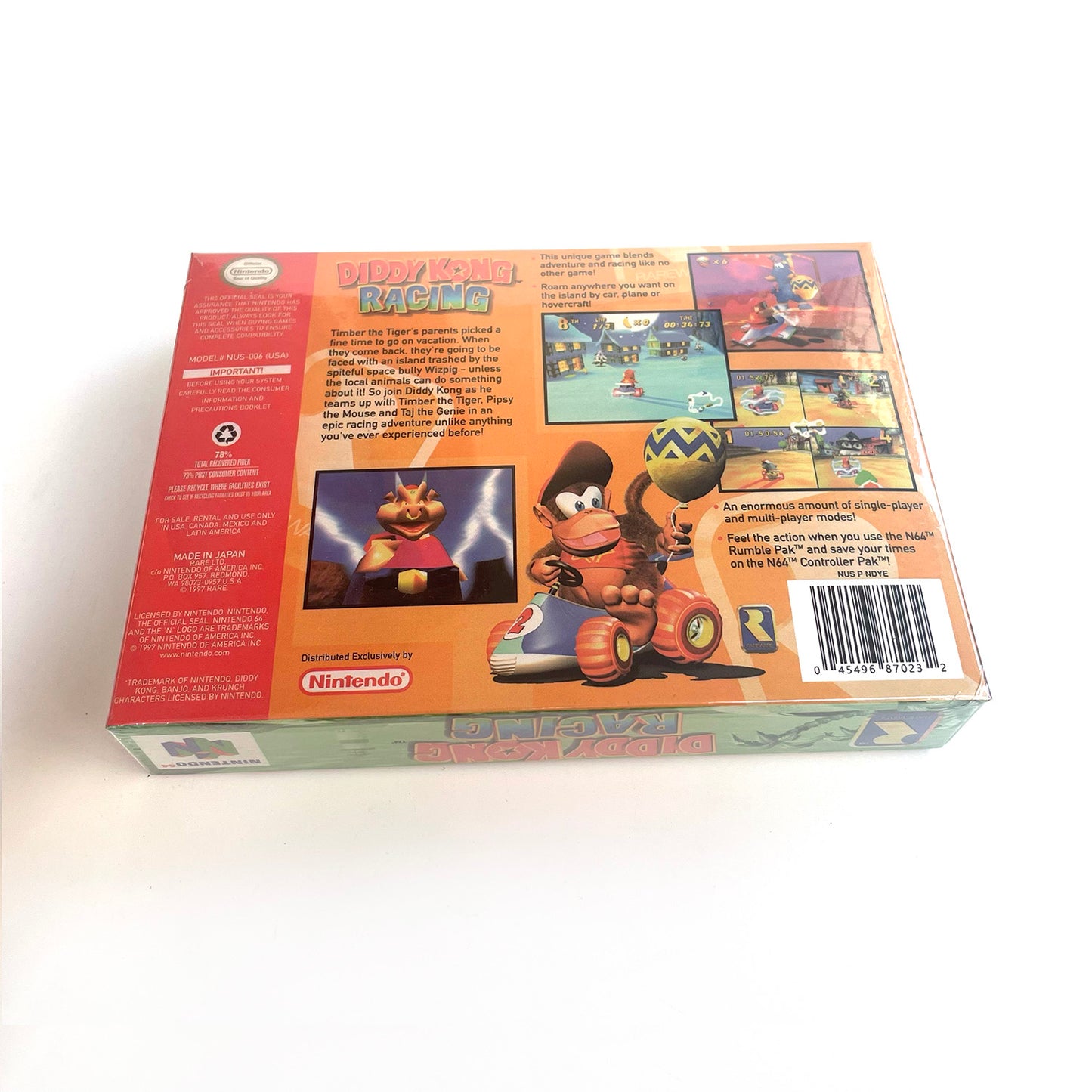 diddy kong racing game cartridge with tray box for N64 Nintendo 64