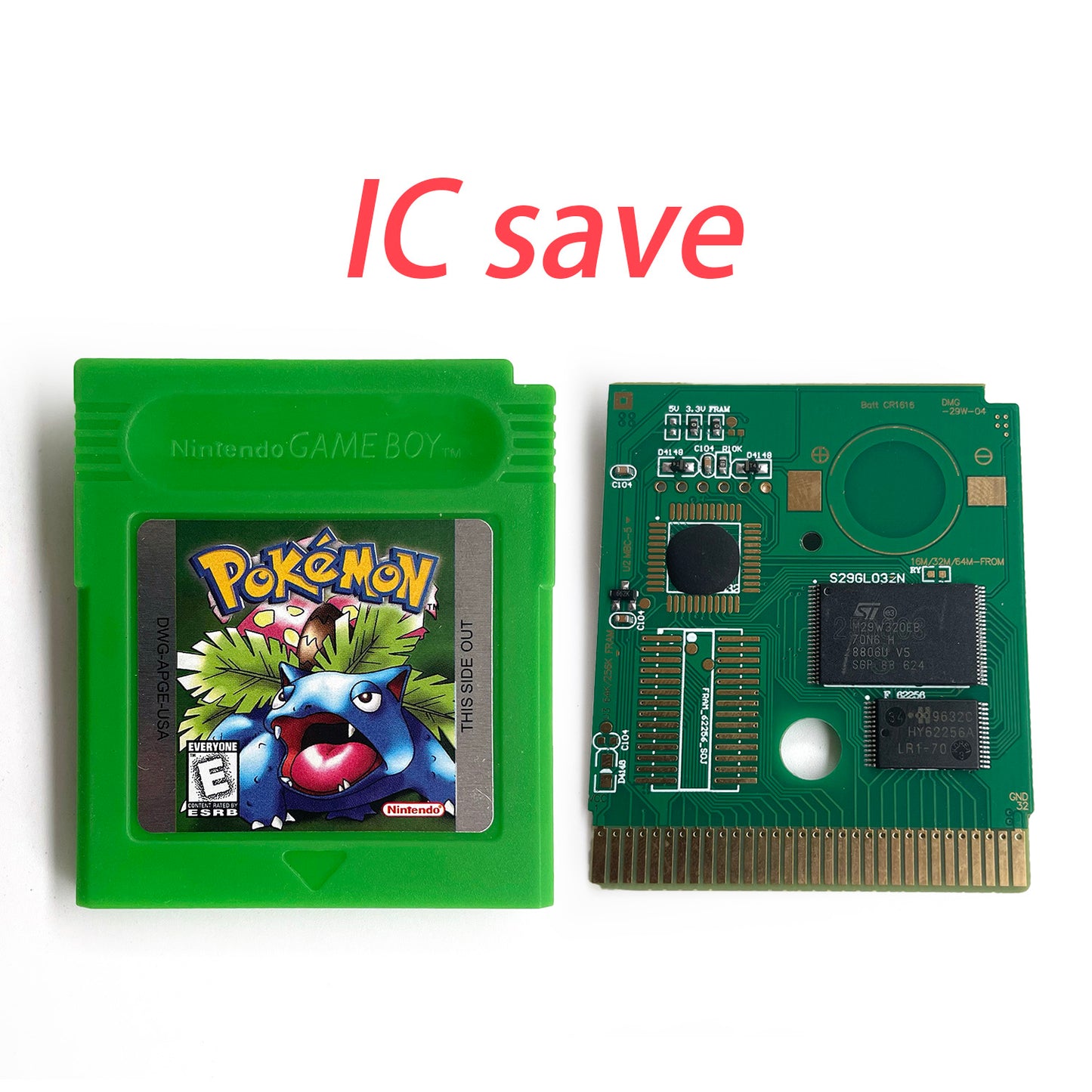 pokemon green version Battery save IC save Manual cartridge with tray box for gbc game boy color