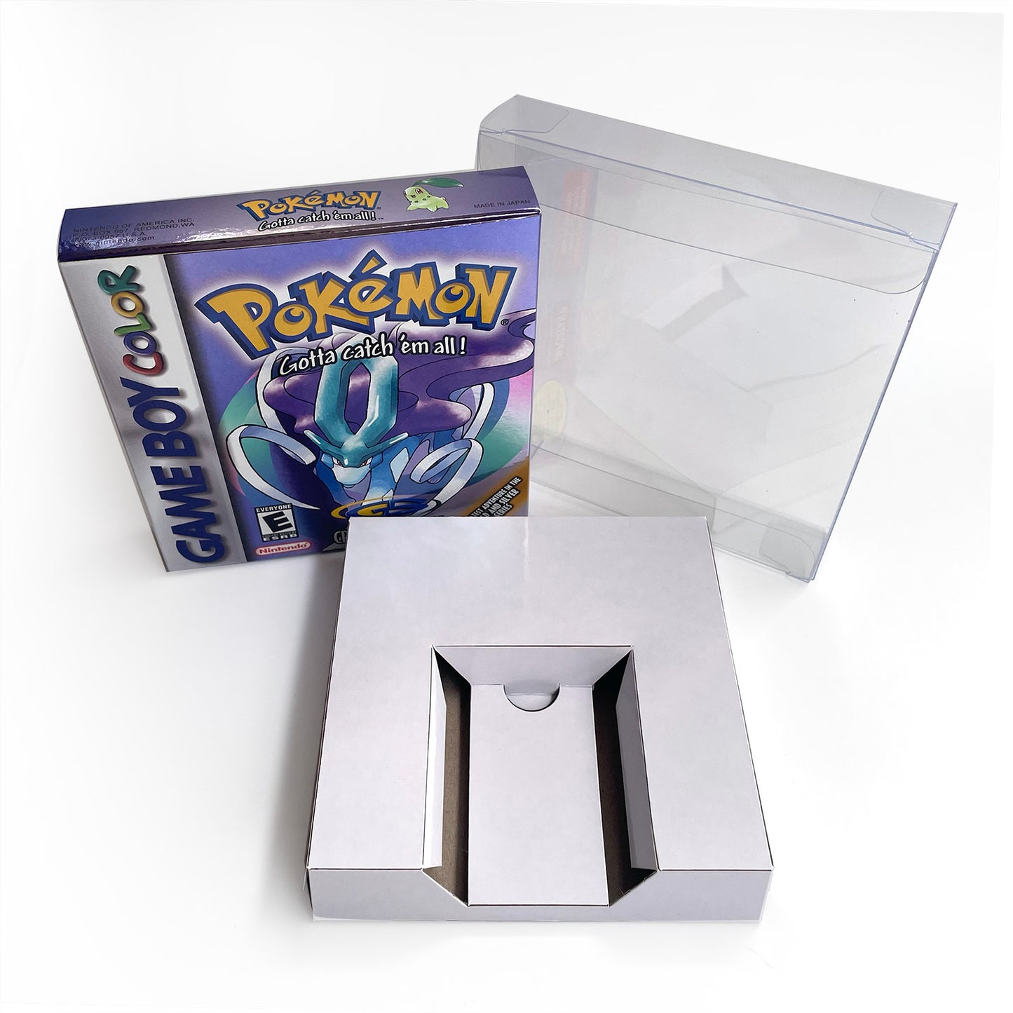 pokemon crystal version RTC Flash cart Battery save IC save Manual cartridge with tray box for gbc game boy color