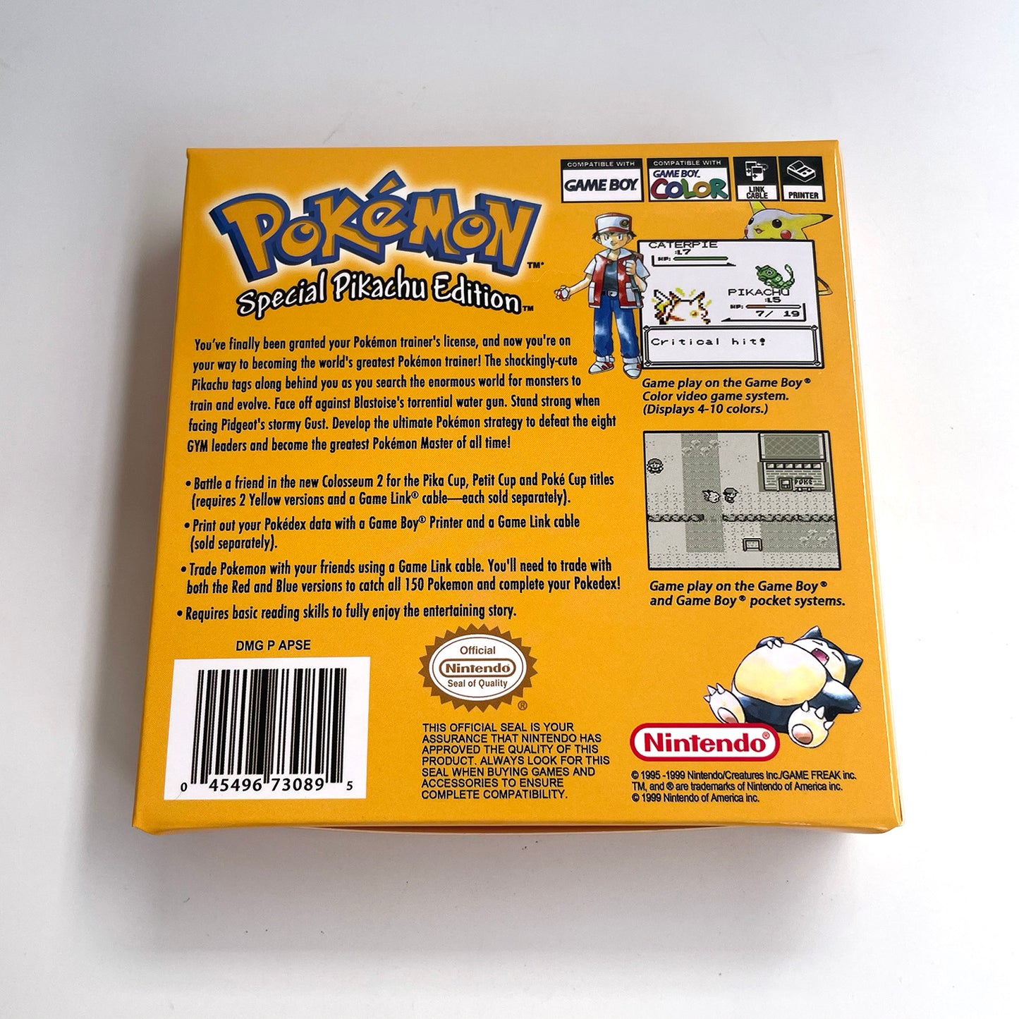 pokemon yellow version Battery save IC save Manual cartridge with tray box for gbc game boy color