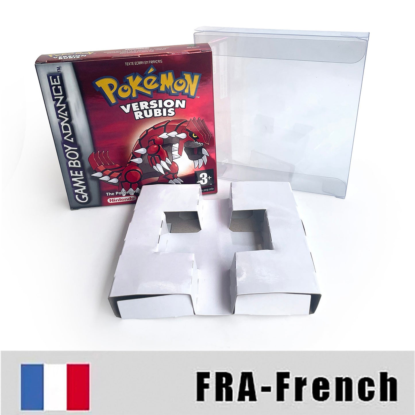 FRA French IC save rtc flash cart Real Time Clock pokemon Rubis version box with tray Nintendo game cartridge for gba game boy advance