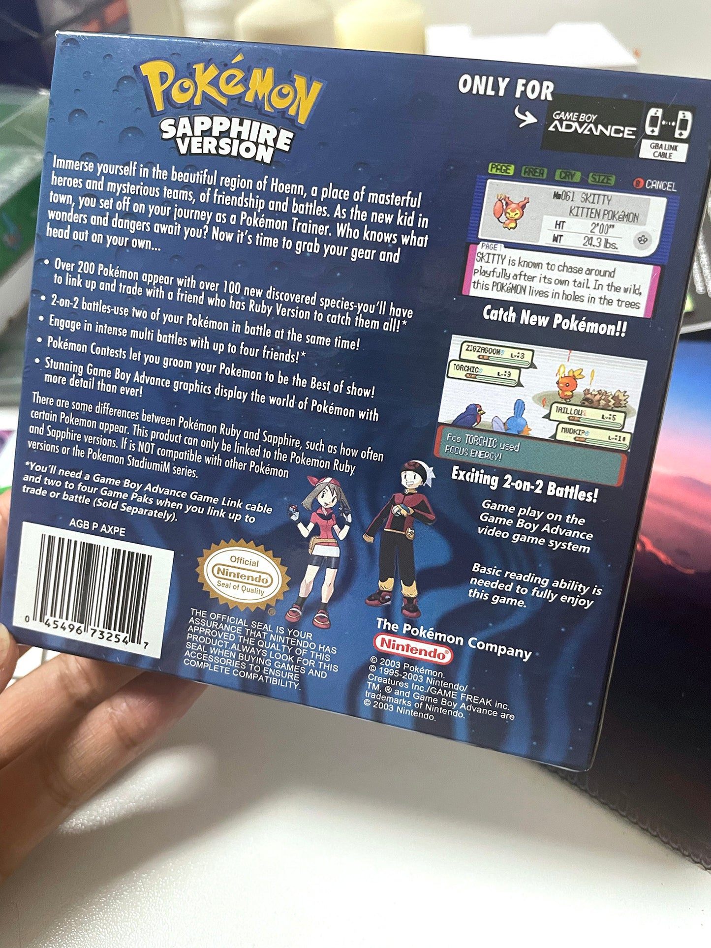 pokemon Sapphire version cartridge with tray box manual for gba game boy advance