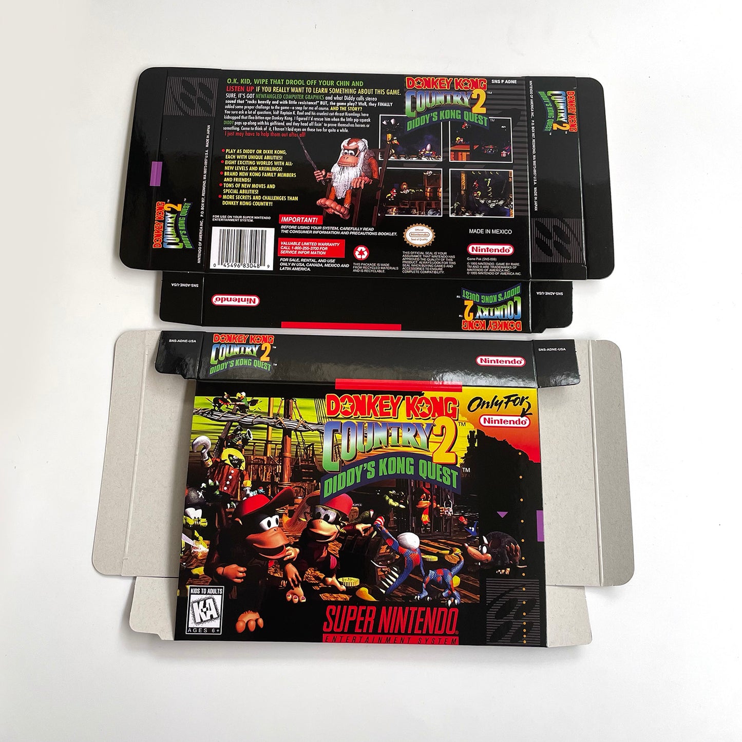 donkey kong country 2 USA cartridge with tray box manual for SNES super nintendo entertainment system