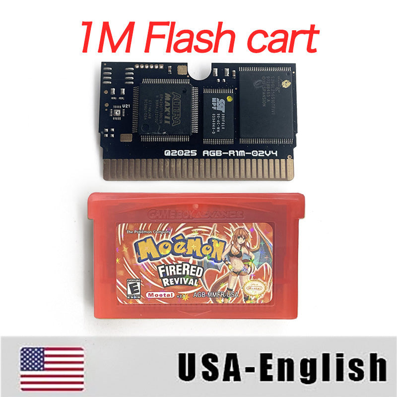 USA Version Pokemon FIRERED REVIVAL v2.0 gba 1 M Flash cart GBA Game Cartridge Rom Hack English