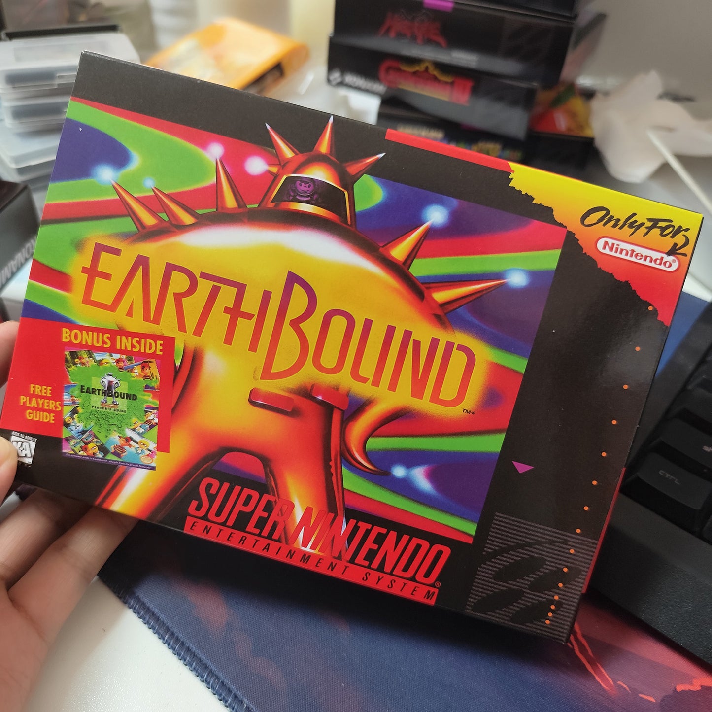 earthbound cartridge with tray box manual for SNES super nintendo entertainment system