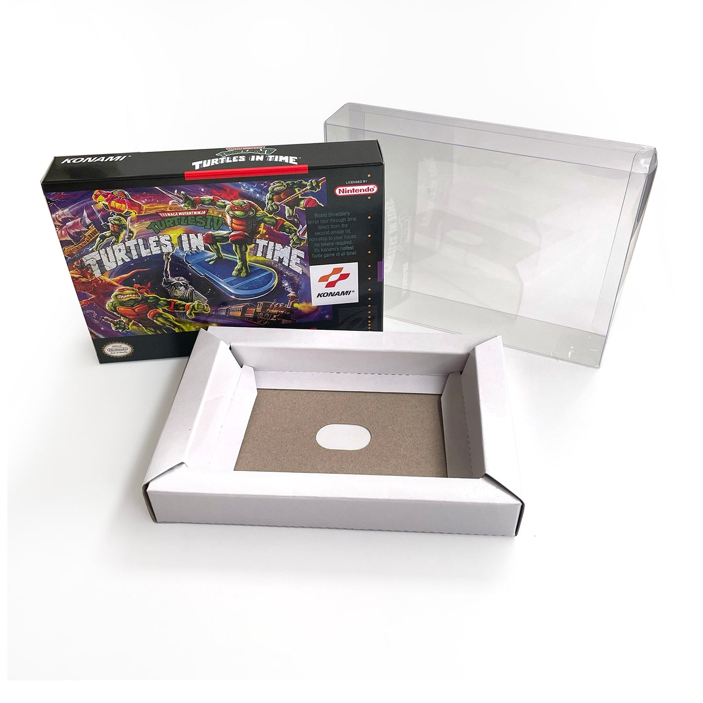 Teenage Mutant Ninja Turtles IV Turtles in Time cartridge with tray box manual for SNES super nintendo entertainment system