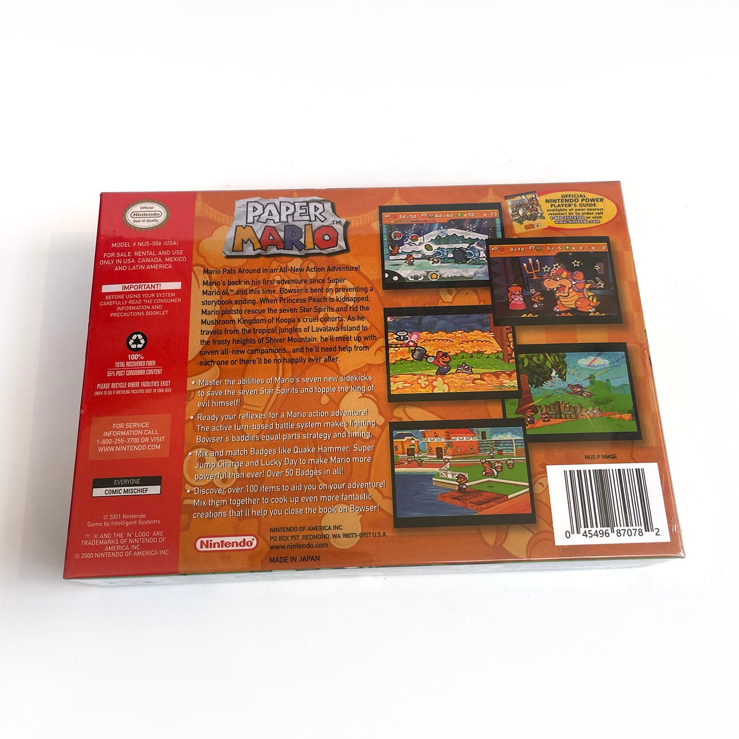 paper Mario game cartridge with tray box for N64 Nintendo 64