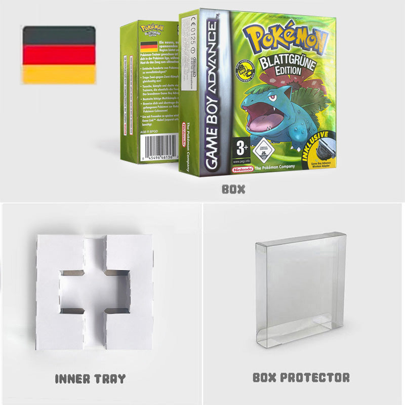 NOE German IC save 1 M flash cart pokemon leafgreen version box with tray Nintendo game cartridge for gba