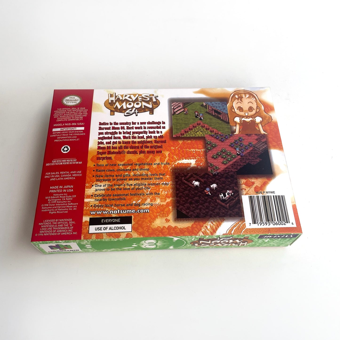 harvest moon 64 game cartridge with tray box for N64 Nintendo 64