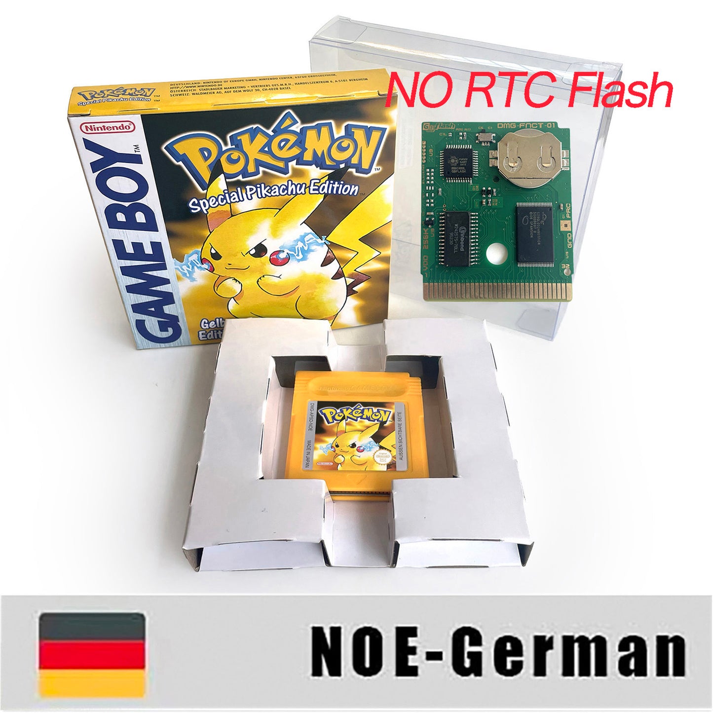 GBC game NOE German pokemon yellow version Nintendo Battery save NO RTC flash pokemon gelb cartridge tray box gbc game boy color